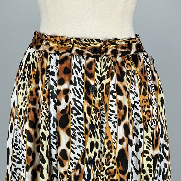 Peter Nygard Animal Leopard Print Button Front Long Skirt Size Small Petite - Picture 3 of 10